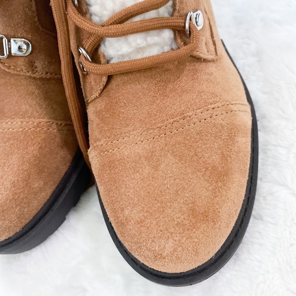 NEW- MARC FISHER Lakynn Hiker Suede Healed Tan Boots - Picture 11 of 14